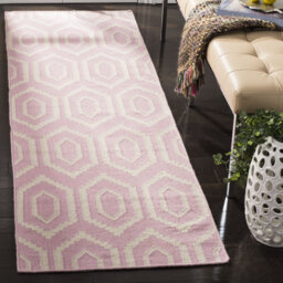 Normal Handmade Pink/Ivory Area Rug
