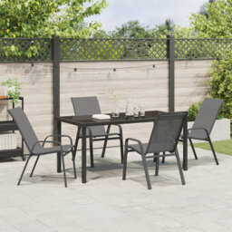 5 Piece Garden Dining Set Brown PVC-coated polyester And Steel