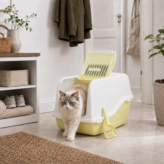 Hooded Cat Litter Tray - Charcoal Filter and Scoop