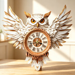 DIY Build-Your-Own Snowy Owl Pendulum Wall Clock Kit, Adult 3D Wooden Puzzle, Hand-Craft Wood Model
