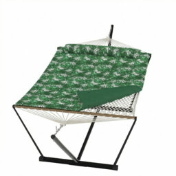 Double Hammock with Stand - 2 Person Portable Hammock Set Includes Steel Frame, V Spreader Bar & Carry Bag - 450Lb Capacity, Lightweight, Durable, Com