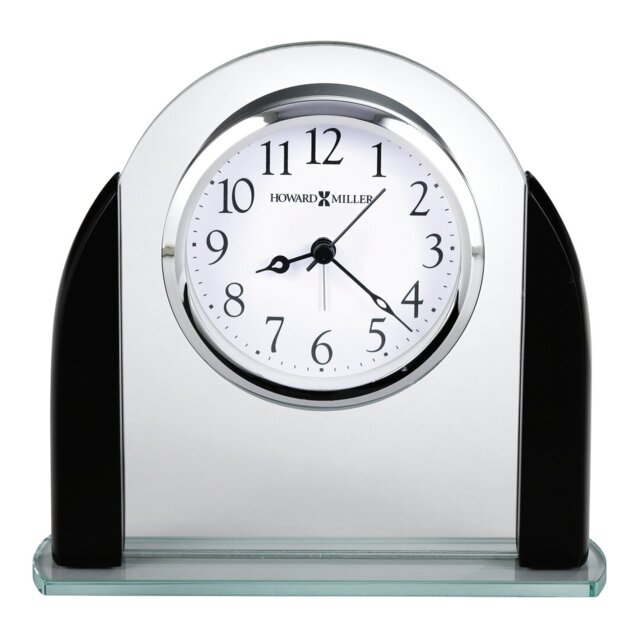 Aden Sleek & Chic Modern Analogue Crystal Quartz Movement / Crystal Alarm Tabletop Clock in Silver