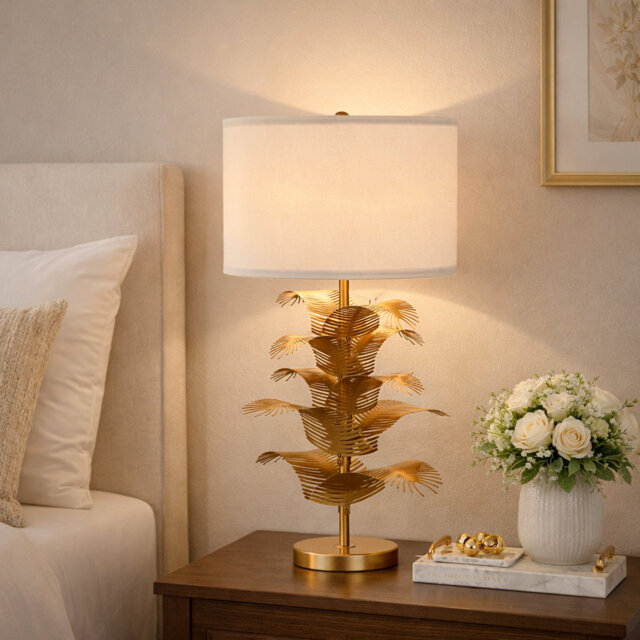 60cm Metal Table Lamp with Linen Shade