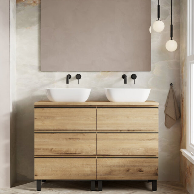 Rosabell 1200mm Floorstanding Bathroom Vanity Unit And Matching Worktop-ostippo Oak