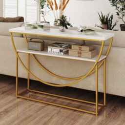 2-Tier Faux Marble Top Console Table