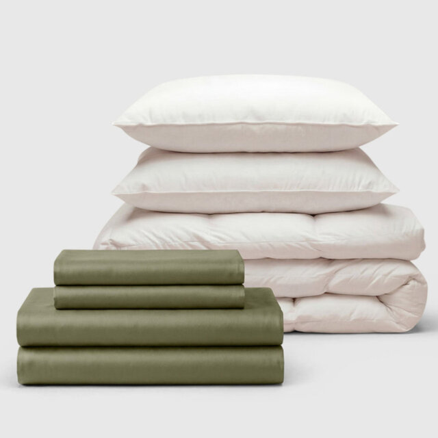 100% Cotton Sateen 460 Thread Count Bedding Set with Duvet and 2 Pillows