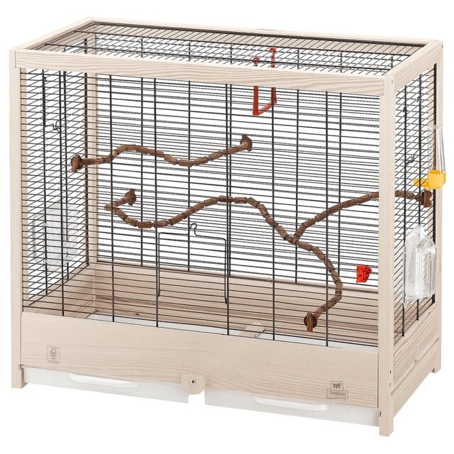 58cm Wood Flat Top Table Top Bird Cage with Stand