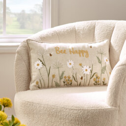 Bee Happy Embroidered Cushion