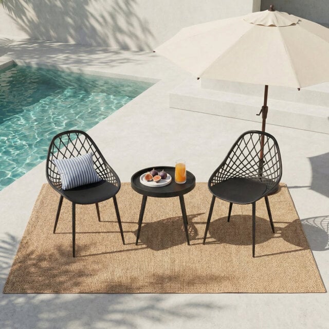 Garden Furniture Set, 2-Person Patio Dining Set with Round Table