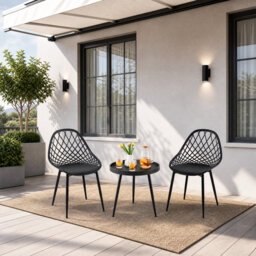 Garden Furniture Set, 2-Person Patio Dining Set with Round Table