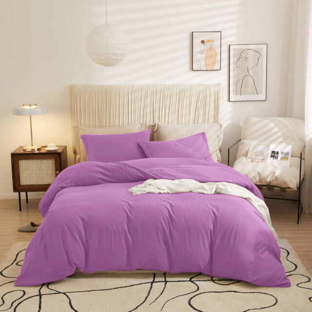 Ultra Soft 3-Piece Dyed Duvet Cover Set With Pillowcases