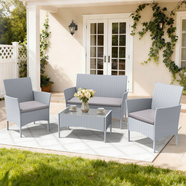 Outdoor Gerardi All Weather Wicker 4 - Person Seating Group with Cushions