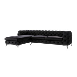 Chesterfield Corner Chaise Sofa  with Silver Metal Legs