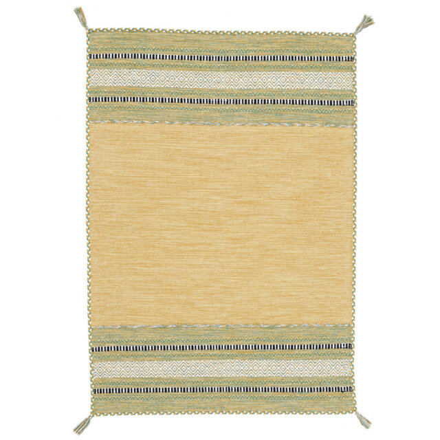 Azizi Striped Hand Woven Cotton Yellow Rug