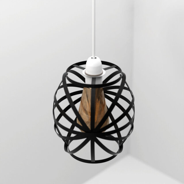 21cm H Metal Oval Lamp Shade ( Uno ) in Black