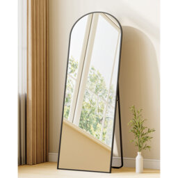 Full Length Mirror, Arched Floor Mirrors with Stand, Mirror Full Length Wall Mounted, Tempered Glass, Aluminium Alloy Frame, for Bedroom Living Room E
