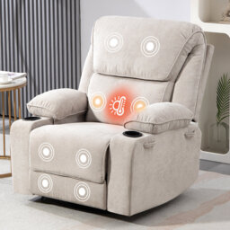 Modern Swivel and Rocking Recliner with Heating and Massage