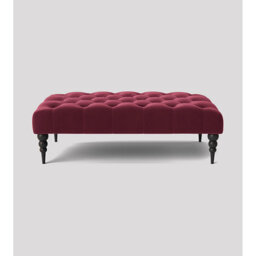 Alyana Rectangle Ottoman Bench with Wooden Legs - Plush Velvet Chesterfield Upholstered Footstool