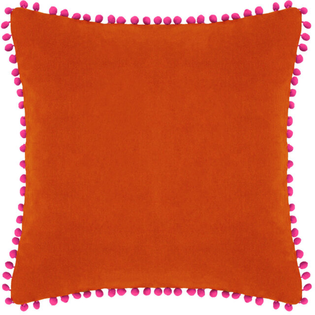 Velvet Pompom Velvet Pom Pom Feather Filled Cushion