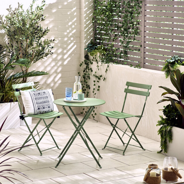 Laster Garden Dining Table Set With 2 Matching Dining Chairs - Patio Bistro Set for Modern Garden