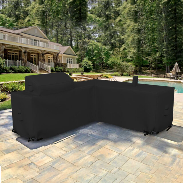 Heavy Duty Waterproof Outdoor Left Facing Kitchen Cover, Patio L-Shaped Sectional Lounge Set Cover