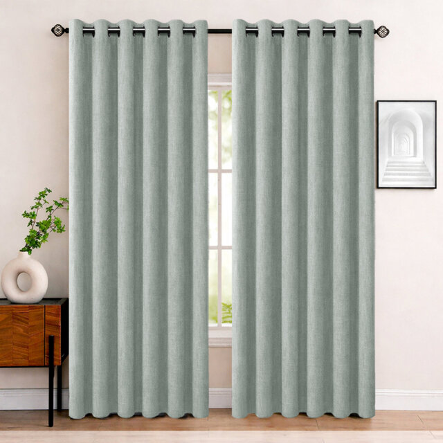 Aspire Homeware Linen 100% Blackout Curtain Pair for Hotel Style Bedroom Comfort
