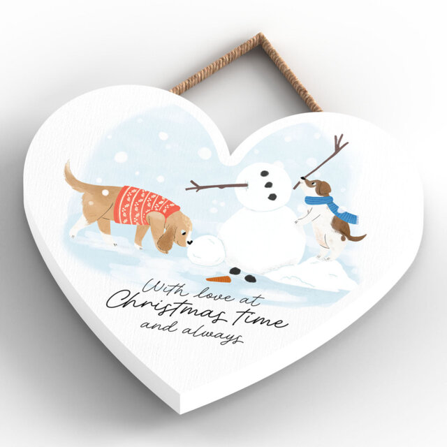 Christmas Time Santa Paws Wooden Heart Plaque Vivid Squid Wholesale Wall Decor