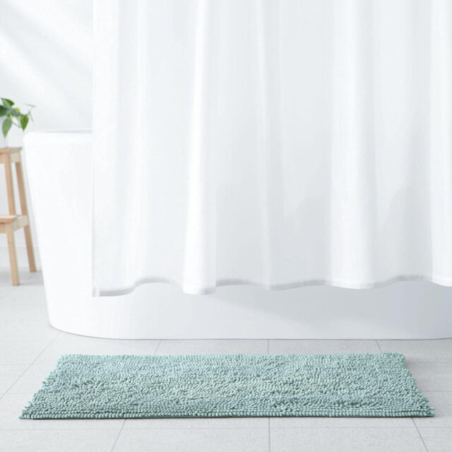 Non-Slip Chenille Microfibre Bathroom Bath Mat, 53 X 87 Cm, Seafoam Green