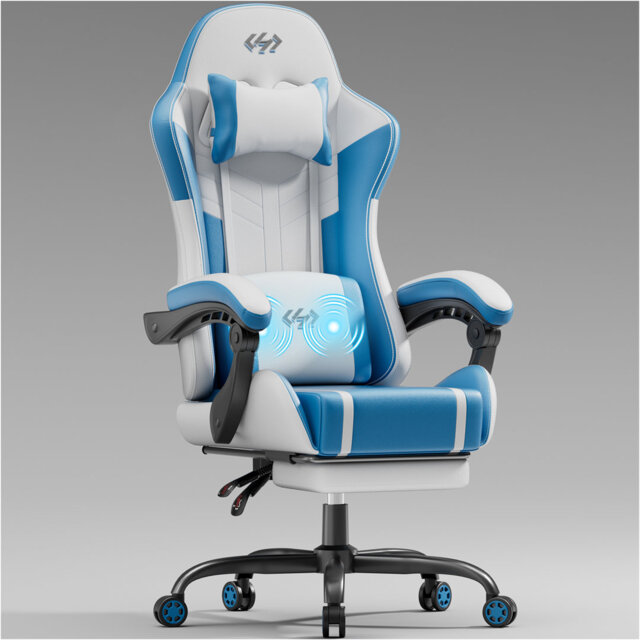 Metro Lane Adjustable Reclining Ergonomic Faux Leather Swiveling PC & Racing Game Chair with Footrest