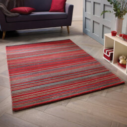 Tarren Handwoven Wool Red Striped Rug