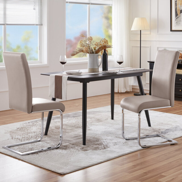 Faux Leather Dining Chairs with Chrome Legs High Back Kitchen Chairs