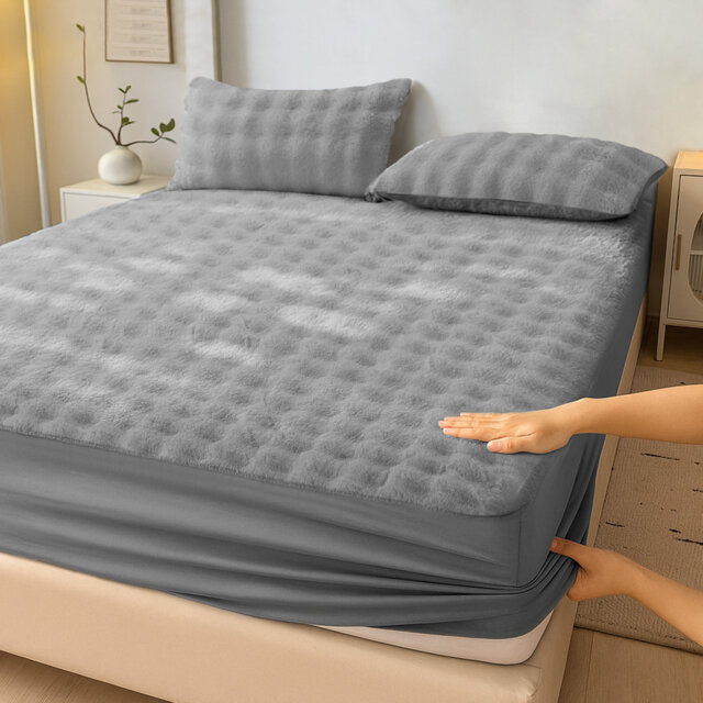 Luxury Thermal Supersoft Faux fur Fitted Sheet - Alpine