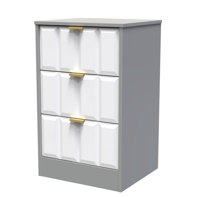 Arnesto 3 Drawer Bedside Cabinet With Gold Handles (Ready Assembled)