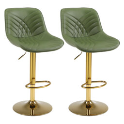 Adjustable Faux Leather Bar Stools with Base for Kitchen Island and Bar