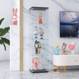 Cecilius Glass Display Cabinet with Lockable Door, Curio Showcase Cabinet for Collectibles, Books, Figurines and Home Décor