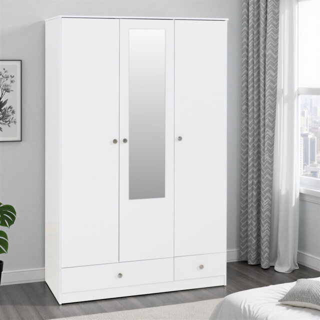 Denver 3 Door 2 Drawer Mirrored Wardrobe
