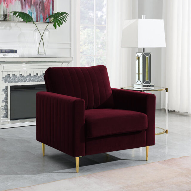 Lotsee 84cm Wide Tufted Velvet Armchair