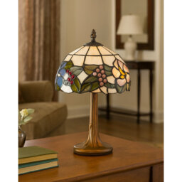 Carpentras 34Cm Tiffany Style Lily Blue Pink Cream Glass Table Lamp