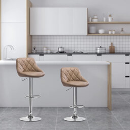 Swivel Upholstered Adjustable Height Counter Stool with Metal Frame