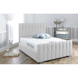 Mongo Upholstered Bed Frame - Plush Velvet Bed with Padded Headboard and Sprung Slats