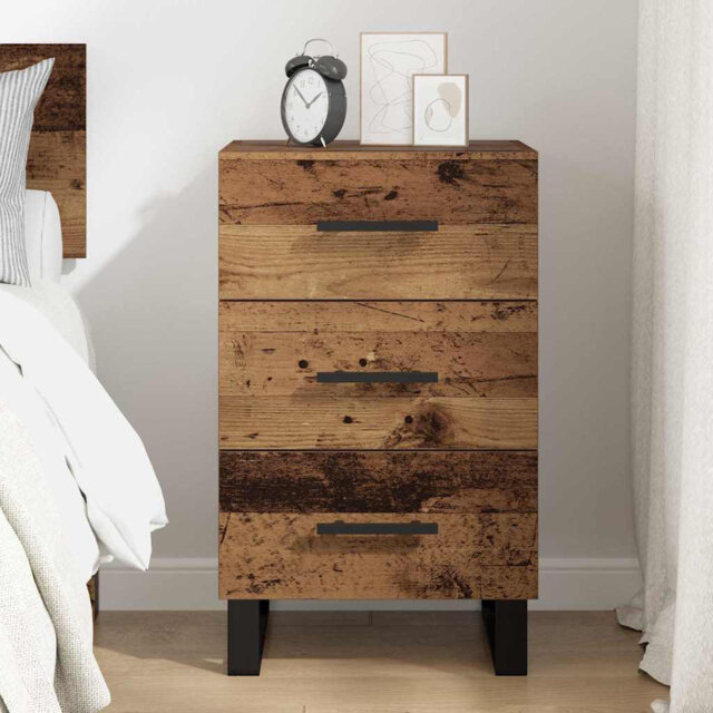 Bedside Cabinet Old Wood 40 X 40 X 66 Cm Engineered Wood