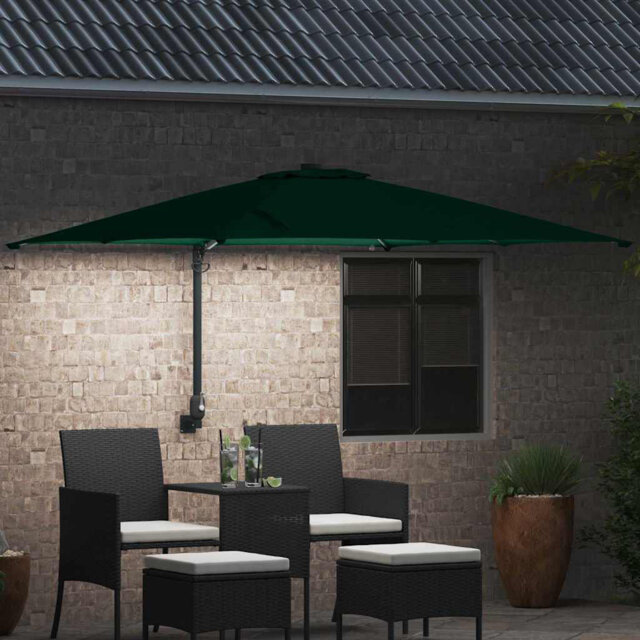 Garden Parasol with LED Strip Lights Manual Polyester and Steel Solar