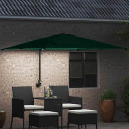 Garden Parasol with LED Strip Lights Manual Polyester and Steel Solar