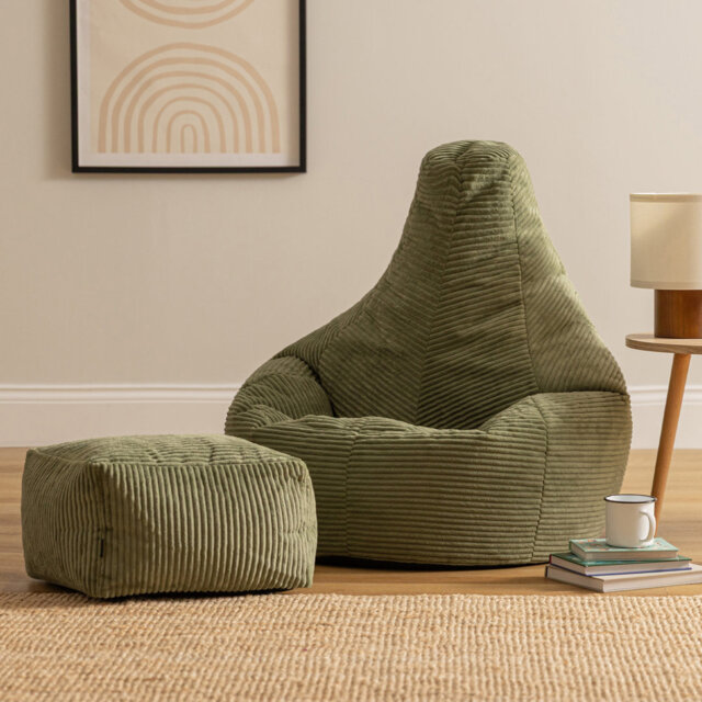 Dalton Corduroy Recliner Bean Bag and Footstool