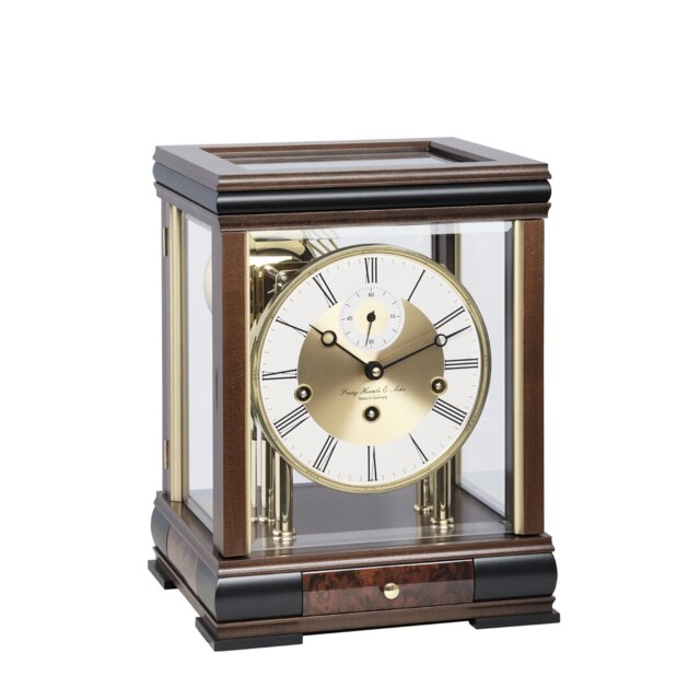 Analogue Beech Wood Mechanical Tabletop Clock in Walnut