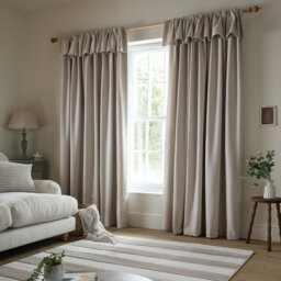 Brushed Texture Ruffle Top Lined Pencil Pleat Curtains