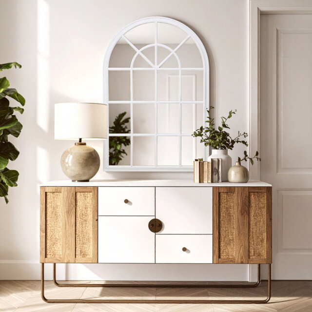 Lovida Manufactured Solid Wood Arch Mirror