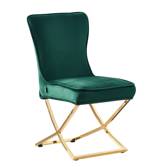 Yulin Modern Velvet Dining Chair - Ergonomic Velvet Upholstered Back with Golden Stainless Steel Frame - Side Chair for Kitchen Living Room Dining Roo