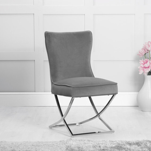 Hove Dining Chair - Grey Velvet