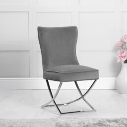 Hove Dining Chair - Grey Velvet